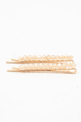 Gold Crystal Embellished Pack of 2 Hair Clips - Patrice