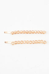 Gold Crystal Embellished Pack of 2 Hair Clips - Patrice