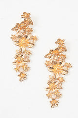 Gold Floral Statement Drop Earrings - Weslie