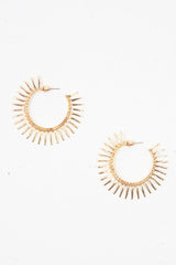 Gold Spike Detail Hoop Earrings - Maxine