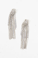 Silver Diamante Chain Detail Drop Earrings - Kristy