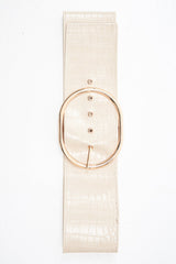 Nude Faux Croc Oversized Buckle Waist Belt - Sydni