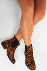 Leopard Print Stud Trim Chelsea Boots  - Tensley