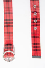 Red Black Check Patent Circle Belt - Fara