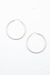 Silver Chunky Large Hoop Earrings - Kymia