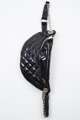 Black Patent Quilted Zip Front Bum Bag - Eldora