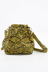 Yellow Croc Snake Mini Bucket Bag - Lamia