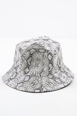 Grey Snake PU Bucket Hat - Landon