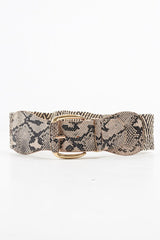 Nude Snakeskin Gold Hardware Wide Belt - Makenlee