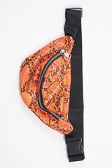 Neon Orange Snake Print Bum Bag - Omie