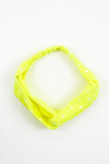 Neon Yellow Polka Dot Twist Headband - Kentlee