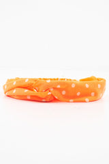 Neon Orange Polka Dot Twist Headband - Kentlee