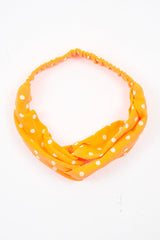 Neon Orange Polka Dot Twist Headband - Kentlee
