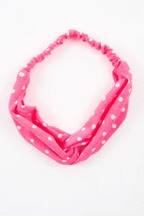 Neon Pink Polka Dot Twist Headband - Kentlee