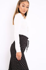 White Embroidered Print Bodysuit - Addilee