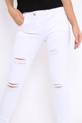 White Ripped Skinny Jeans - Addyson