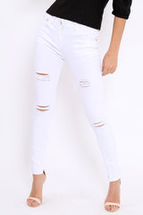 White Ripped Skinny Jeans - Addyson