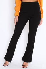 Black Tailored High Waist Flare Trousers - Adela