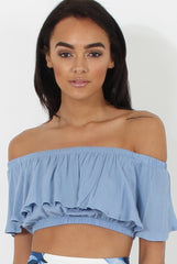 Blue Bardot Crop Top - Adelaide