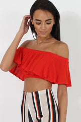 Red Bardot Crop Top - Adelaide