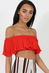 Red Bardot Crop Top - Adelaide
