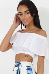 White Bardot Crop Top - Adelaide