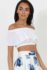 White Bardot Crop Top - Adelaide