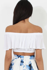 White Bardot Crop Top - Adelaide