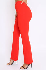 Red Tailored High Waist Flare Trousers - Adela