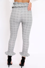 Hound-Tooth Frill Hem Trousers - Adella