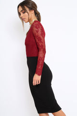 Wine Plunge Lace Bodysuit - Adele