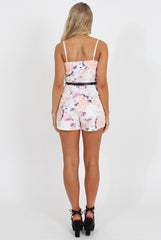 White Floral V Front Playsuit - Adia