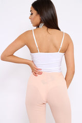 White Slinky Bodysuit with Floral Embroidery - Adila