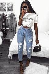 White Parisian Slogan T-shirt - Beckie