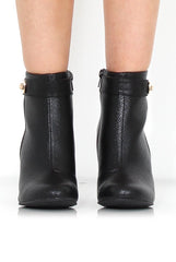 Rashida Black Snakeskin Buckle Ankle Boots