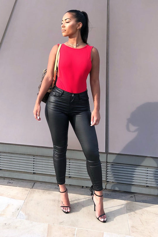 Red Side Boob Bodysuit - Adrionna