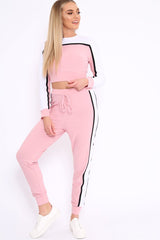 White and Pink Colour Block Tracksuit - Adryanna