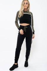 Black And Khaki Colour Block Tracksuit - Adryanna