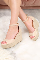 Nude PU Rope Wedges - Aeva