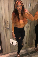 Tan Long Sleeve Button Front Milkmaid Crop Top - Gillie