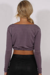 Lilac Plunge Drawstring Crop Top - Aggie