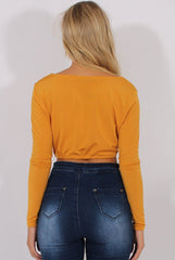 Yellow Plunge Drawstring Crop Top - Aggie