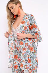 Blue Floral Kimono - Aija