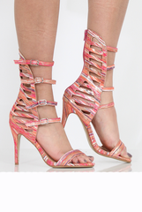 Pink Multi Strappy Ankle Heels - Ailsa