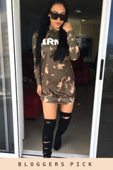 Green Acid Wash Army Hoodie - Aime