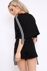 Black Extreme Side Sports Trim Loungewear Set - Aiyana