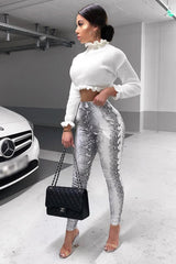 White Ruffle Hem Chunky Knit Crop Jumper - Alannah