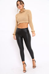 Gold Ruffle Hem Chunky Knit Crop Jumper - Alannah