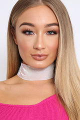 White Shimmery Wide Choker - Aala