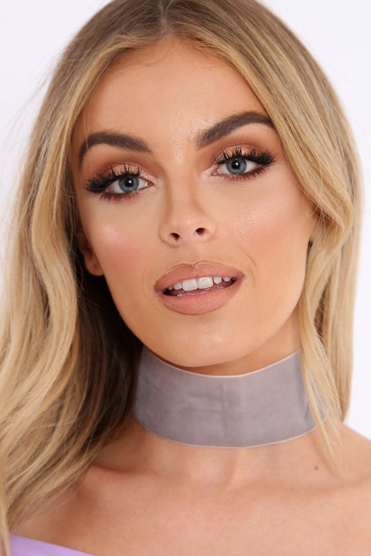 Grey Velvet Wide Choker - Aala